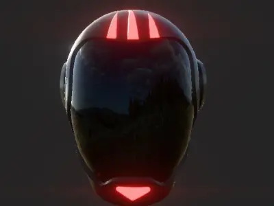 futuristic helmet low poly Low-poly 3D model