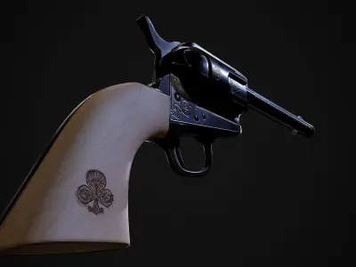 Lucky revolver Low-poly 3D model