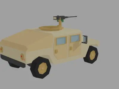 Low Poly HMMWV military vehicle with gun Low-poly 3D model