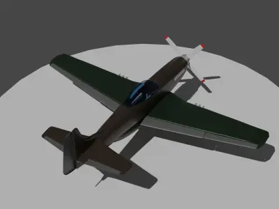 P51 Mustang Low-poly 3D model