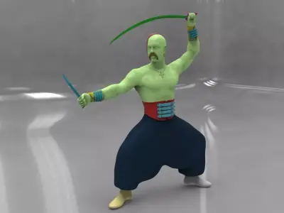 Cossak man holding sword 3D model