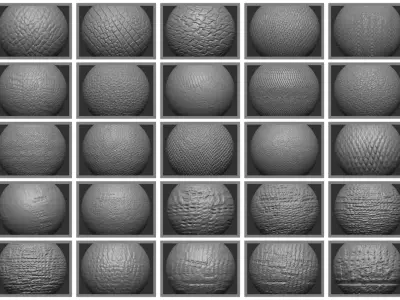 Blender Brush pack reptile lizard dragon skin Free low-poly 3D model