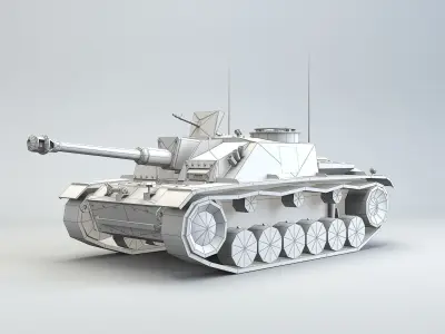 Low Poly Stug III Ausf G Early assault gun Low-poly 3D model