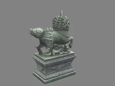 kylin Sculpture - chinese unicorn statue Low-poly 3D model
