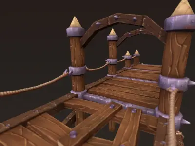 Big Wooden Bridge Low-poly 3D model