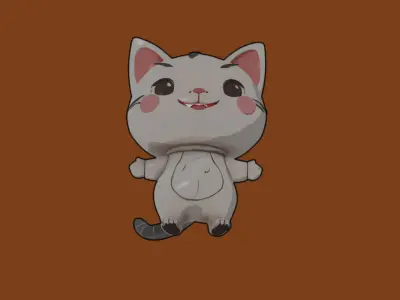 Cute cartoon cat Free low-poly 3D model