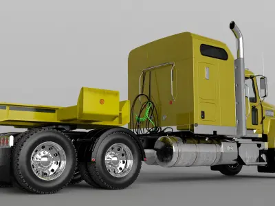 Freight Truck with Trailer and Container 3D model