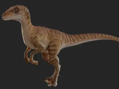 Jurassic Park Park Velociraptor Blender Low-poly 3D model