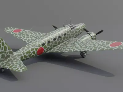 Mitsubishi Ki-57 Transport Aircraft Low-poly 3D model