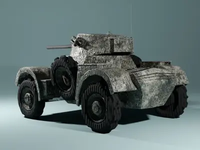 Daimler WW2 Armored Car Game Ready Low-poly 3D model