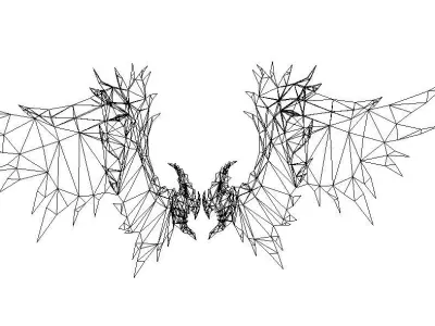 Blue-Red Dragon Wing Low-poly 3D model