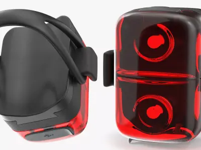 Rear Bicycle LED Light Double Lens Red 3D model