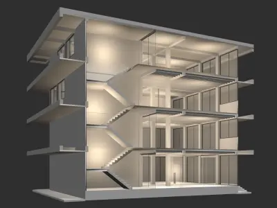 Office building in section cut 24ZZ35 3D model