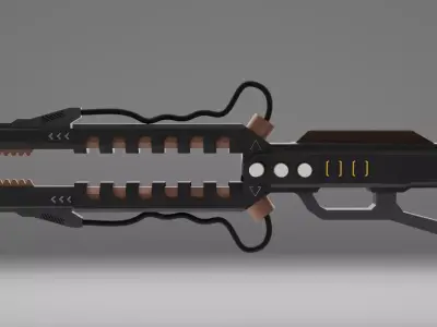 RailGun gun with two blades Free low-poly 3D model