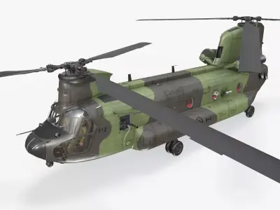 CH-47 Chinook RCAF Complex Animation Low-poly 3D model