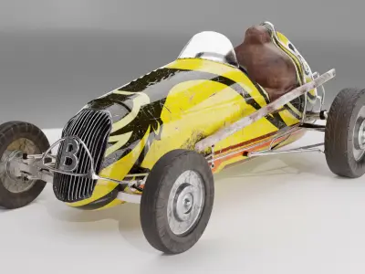 Vintage 1940s Speedcar Realistic Racing Car 3D Model Game Ready Low-poly 3D model