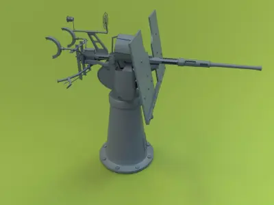 Oerlikon 20mm AA gun Low-poly 3D model