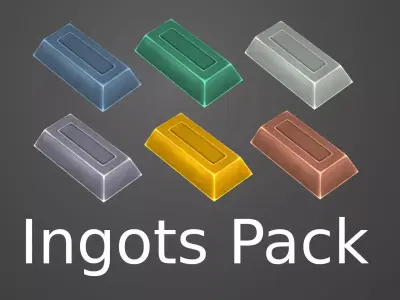 Hand-painted ingots pack Free low-poly 3D model