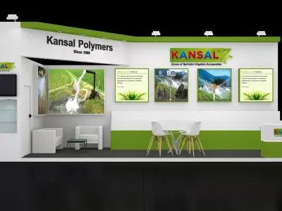 9mtr x 3mtr expo stall 2side open Exhibition Stand Free low-poly 3D model