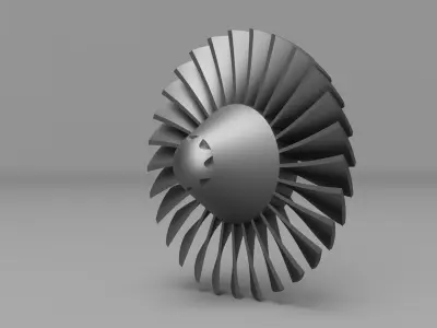 GE TF34 Nose Cone and Fan with threaded hole in Nose Cone 3D print model