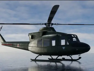 Bell 412 military attack and transport helicopter 3D model