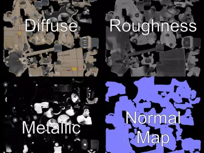 Futuristic Artillery Cannon Model Pack Low-poly 3D model