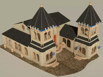 Cartoon Castle Low-poly 3D model