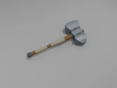 Fantasy hammer in minimalistic style Free low-poly 3D model