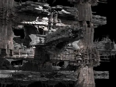 Monolith Station Alien Ring Kitbash 3D model