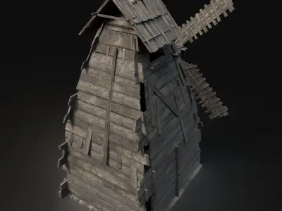 Next Gen AAA Viking Wooden Enterable Fantasy Windmill Free low-poly 3D model