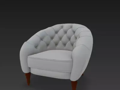Modern Tufted Barrel Armchair Free 3D model