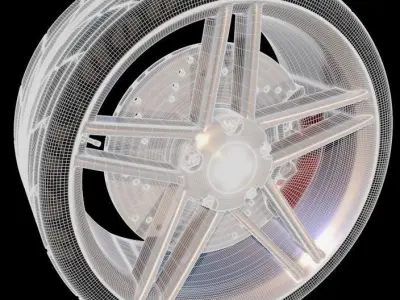 C6 Corvette Wheel and Rim Free low-poly 3D model