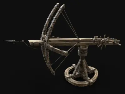 BALLISTA HARPOON LAUNCHER WAR MACHINE MEDIEVAL SIEGE ENGINE Low-poly 3D model