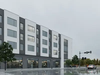 Apartment building realistic Low-poly 3D model