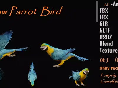 Macaw Parrot Bird Low-poly 3D model