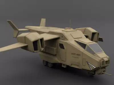 Drop Ship Sci-fi Aircraft Low-poly 3D model