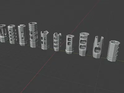 Low Poly Compensator Attachment Pack 1 Stylized Low-poly 3D model