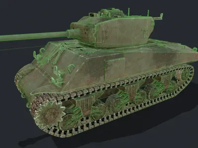 Sherman tank Low-poly 3D model