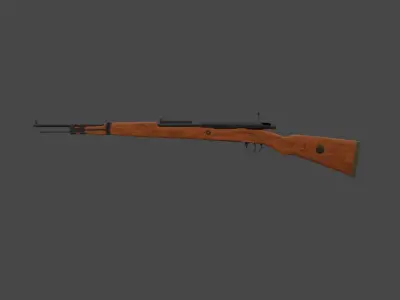 Kar98 wooden rifle Free low-poly 3D model