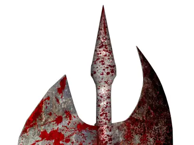 Two-Handed Axe clean and bloody Low poly Low-poly 3D model