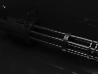 Animated Minigun Low-Poly GAMEREADY Low-poly 3D model