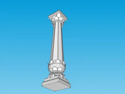 indian jodhpuri stone piller column 3D model