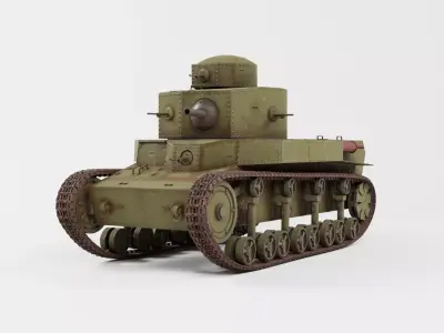 T-24 Soviet Medium Tank PBR Low-poly 3D model
