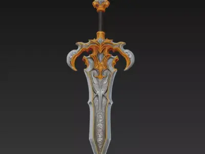 Regal Ornate Fantasy Sword - Low Poly Stylized 3D Weapon Low-poly 3D model