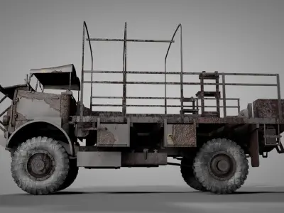 Wrecked truck model in 3 different poses 3D model