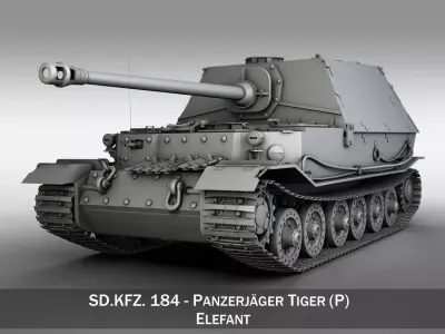 SDKFZ 184 - Elefant Tank destroyer - Tiger 3D model