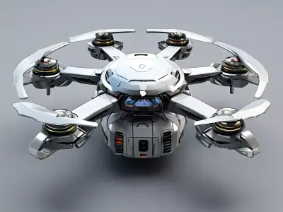 SciFi Hexacopter Drone Game Asset Low-poly 3D model