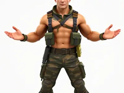 Military Commando Rigged and Animated Character Model Low-poly 3D model
