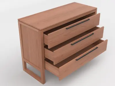 Linea II Natural Three Drawer Chest 3D model