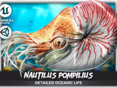 Nautilus Pompilius - Shell Mollusk - Underwater Tentacles - 44 Low-poly 3D model